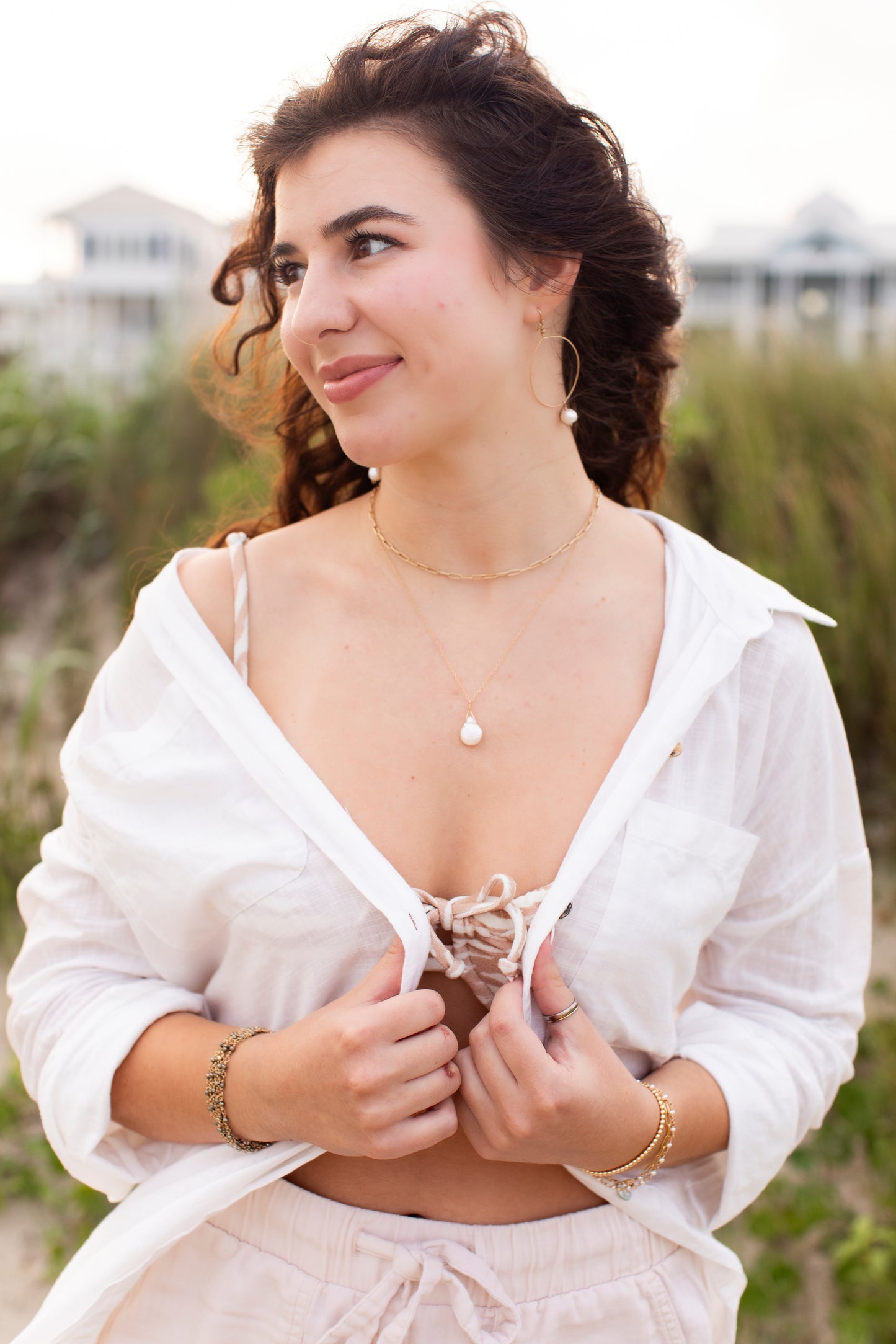 Grande Hoop Pearl Earrings