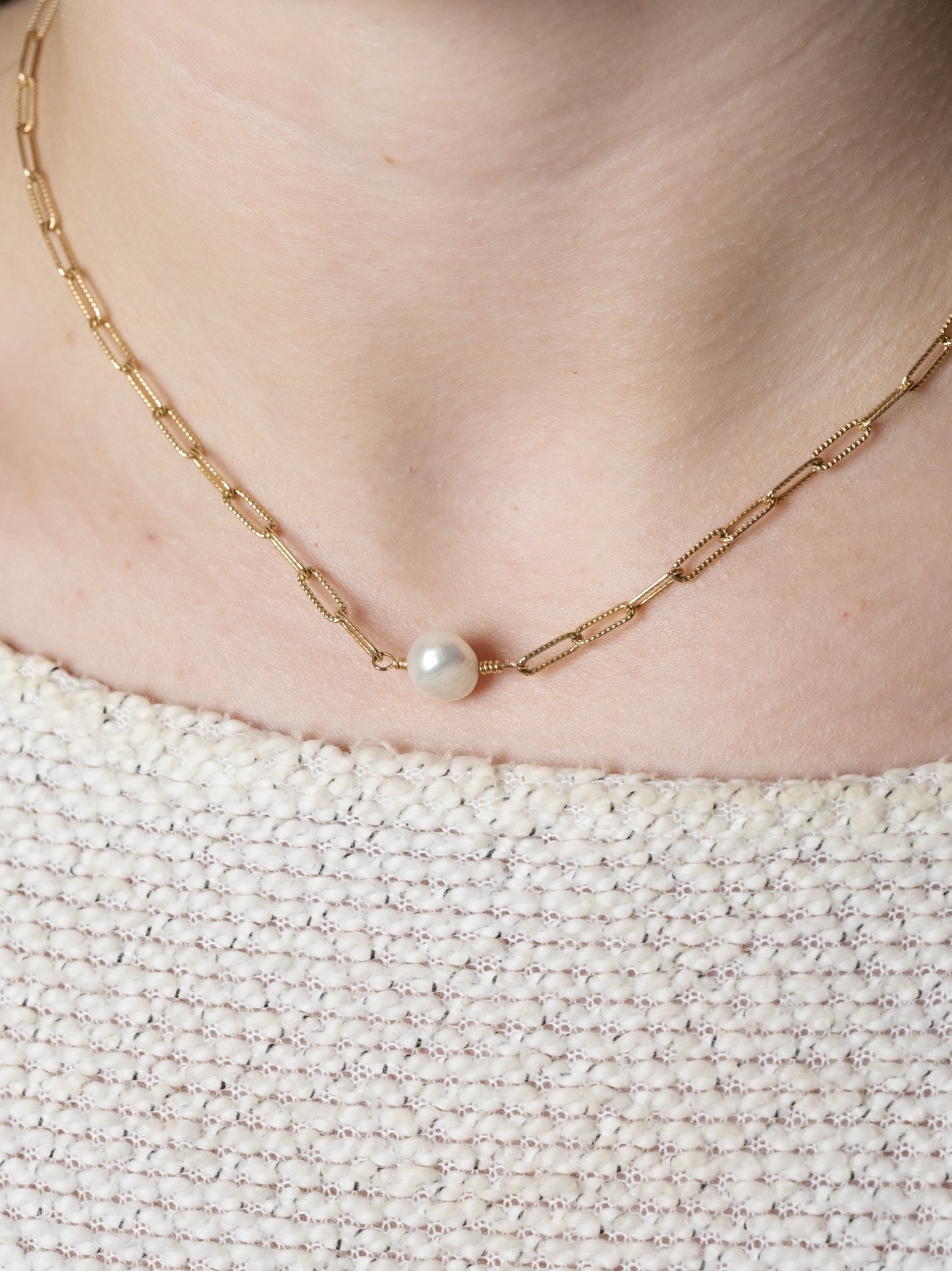 La Connection Pearl Paperclip Necklace