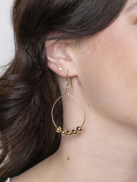 Grande hoop with gold beads earrings