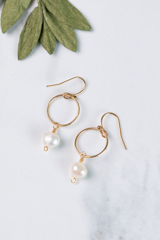 Demi Hoop Pearl Earrings