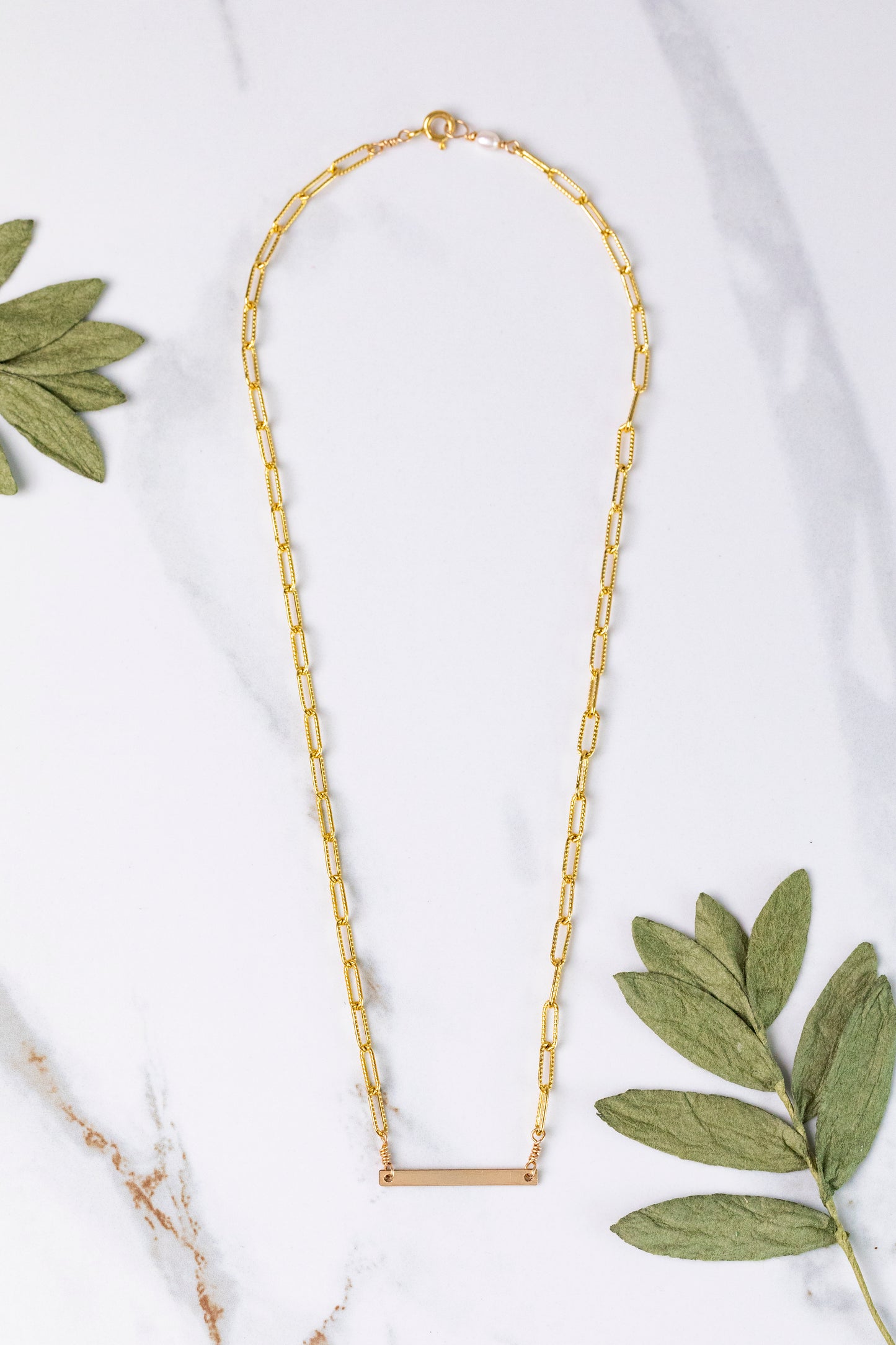 La Connection Gold Bar Paperclip Necklace