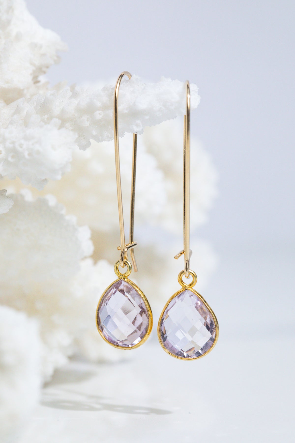 Pink Amethyst Kidney Wire Earrings